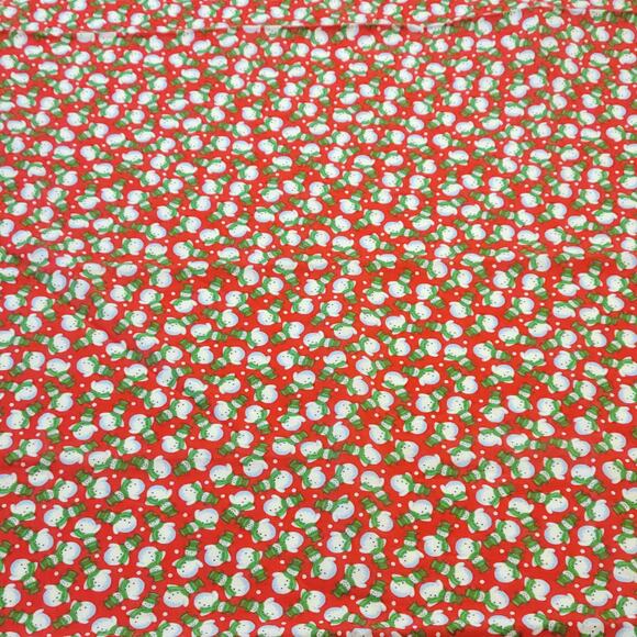 Cotton Fabric 1 Yd x 44" Snowmen Red Holiday Quilting Sewing Winter Holiday - Picture 2 of 10